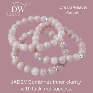 Blush Jade Large Gemstone/Sterling Silver Bracelet | Single Strand